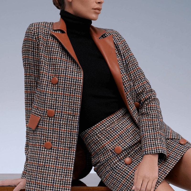 Dark Teal Houndstooth Blazer
