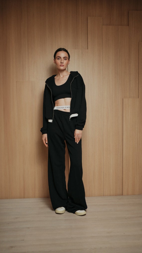 Black sweatsuit set womens hotsell