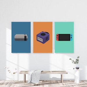 Retro Video Game Wall Art Set of 4 - Minimalist Gamer Prints - Digital Download - Game Room Decor - Gifts for Gamers - Boys Room Posters