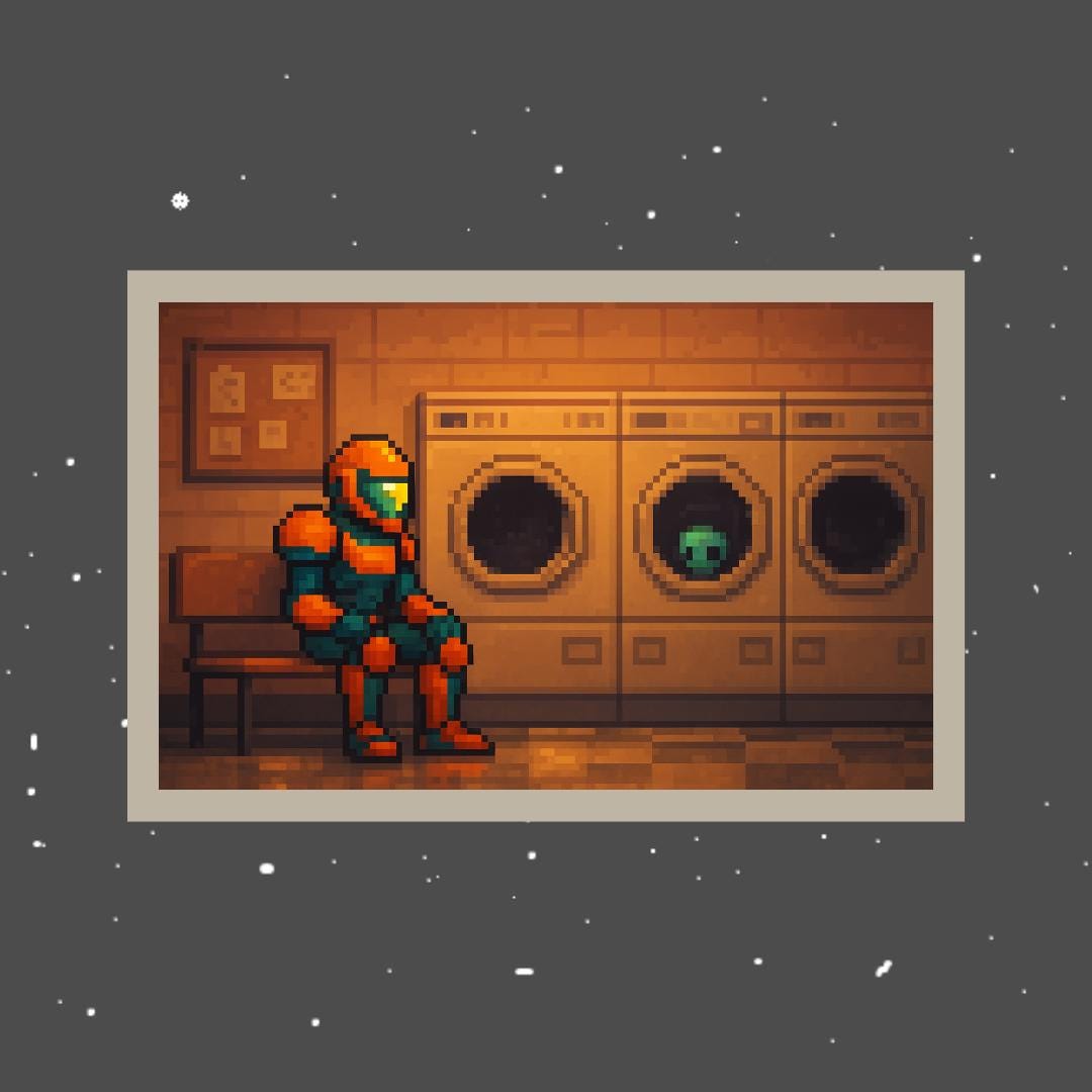 Pixel Space Laundromat Wall Art | Futuristic 8-bit Laundry Scene ...