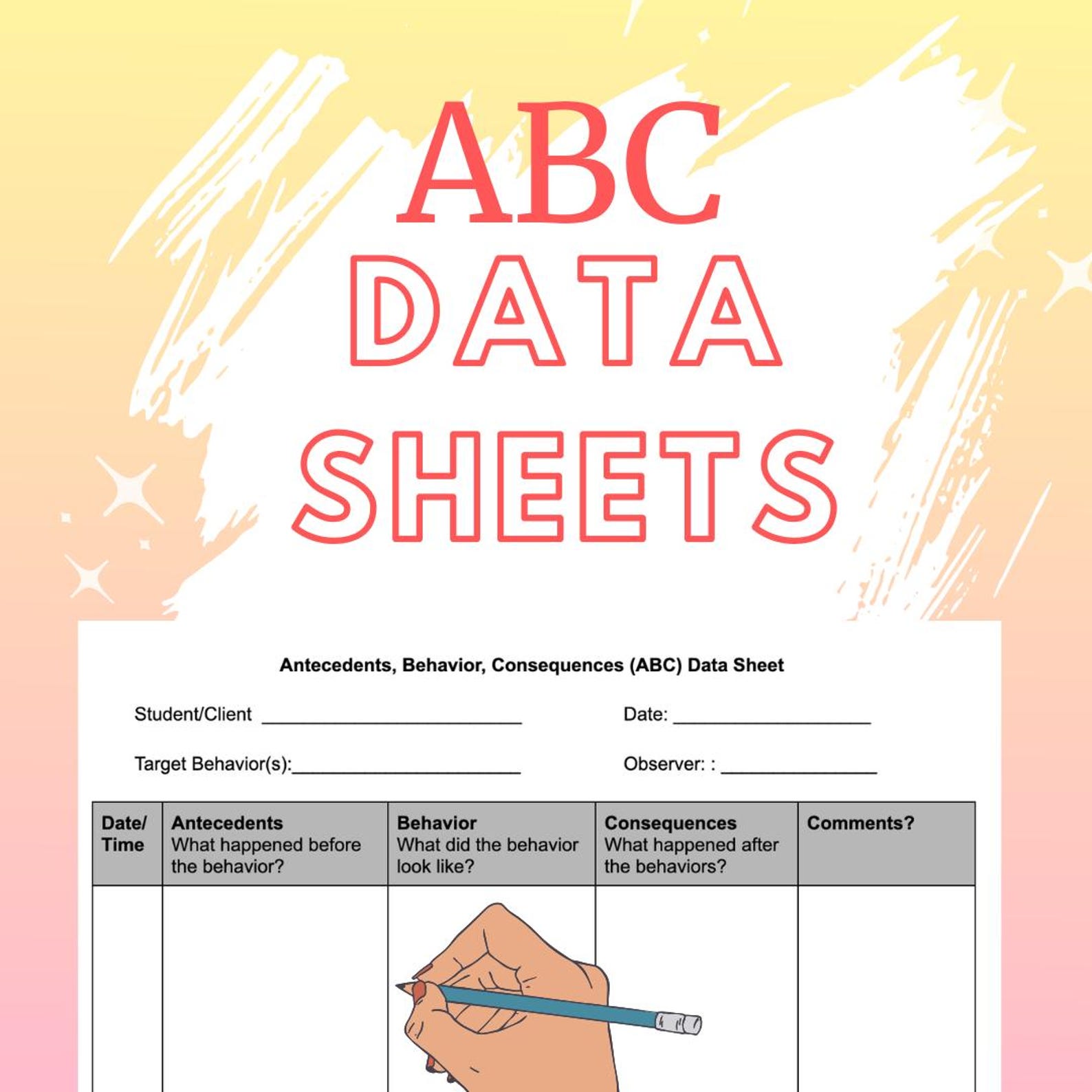 ABA Therapy Data Sheets, ABC Data Sheets, Behavior Tracking Sheets, ABA ...