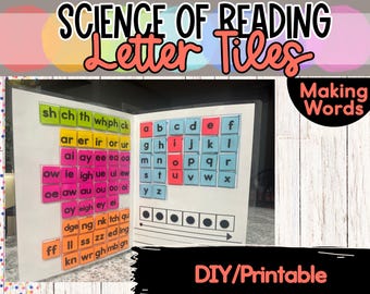 Do druku natychmiastowego pobrania mata do mapowania słów z kafelkami liter do tworzenia słów, aktywności fonetycznych