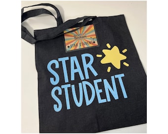 Spersonalizowana torba płócienna Wszystko o mnie spersonalizowana torba płócienna Star Student do klasy płócienna torba na zamówienie torba nauczycielska płócienna na zamówienie