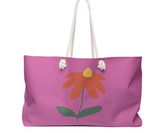 Pink Weekender Bag with Flower