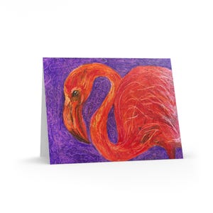 Set van 8 notitiekaarten - levendig roze flamingo-ontwerp