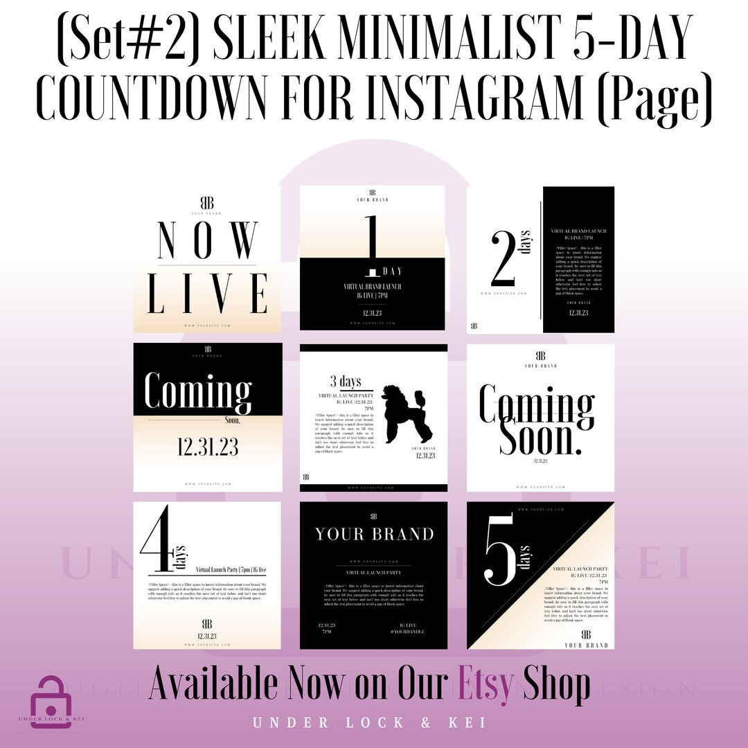 5-day Minimalist Instagram Countdown Launch Canva Template Editable ...