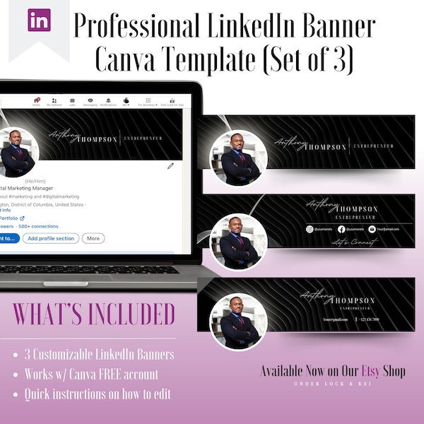 Professional LinkedIn Banner Customizable Canva Template