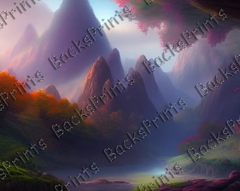 Misty Mountain Range Landscape