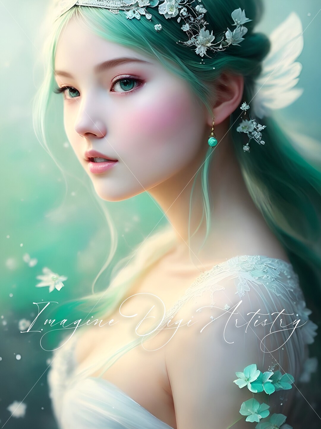 Angel Fairy Mint, Digital Art for Mobile Wallpaper for Avatar for