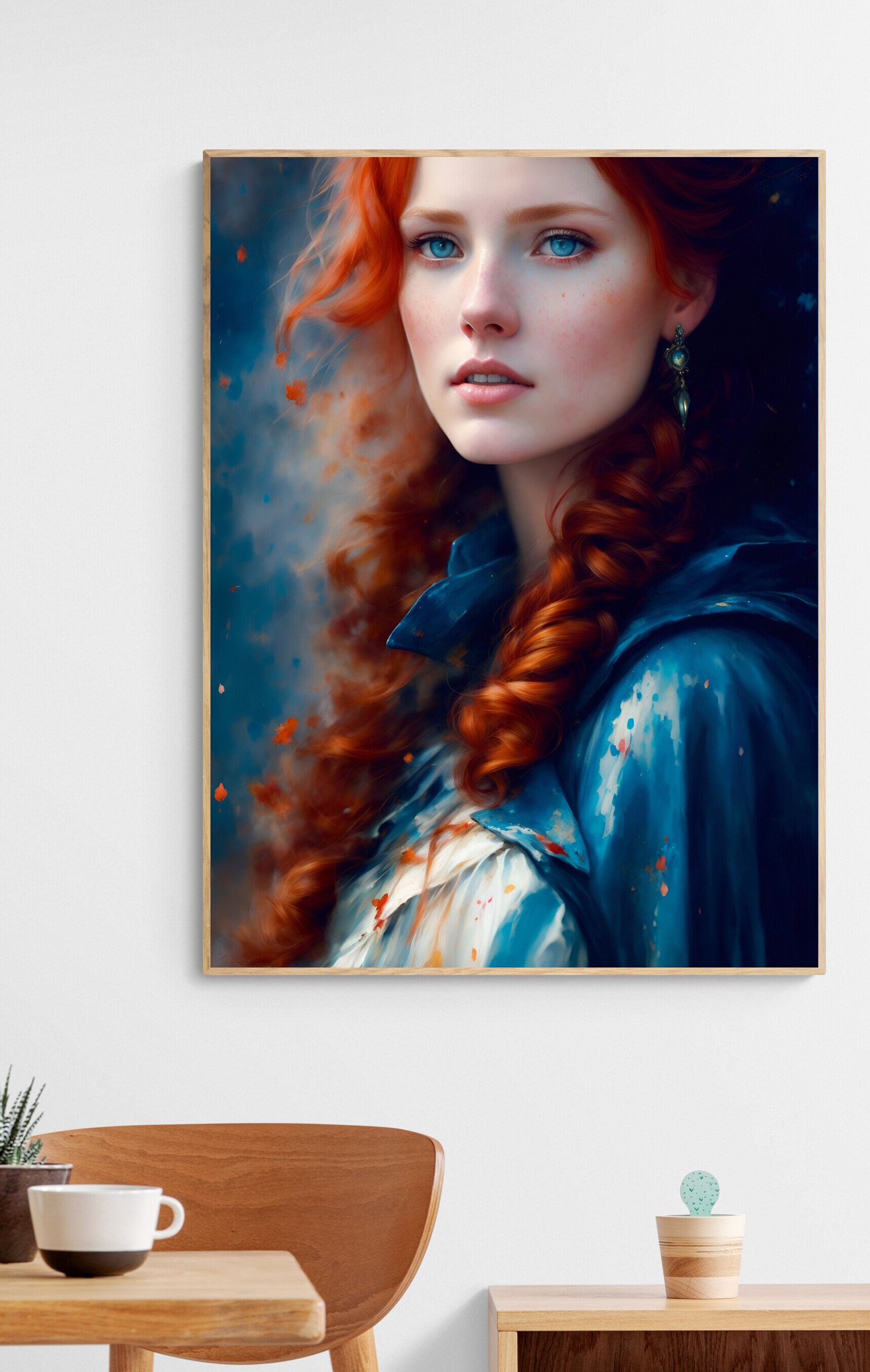 Red Hair Girl /w Blue Eyes premium Digital Art for Etsy