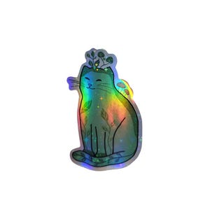 Plant Cat Sticker - Moos und Pilze Niedlicher Katzenaufkleber Holographischer Vinyl-Aufkleber