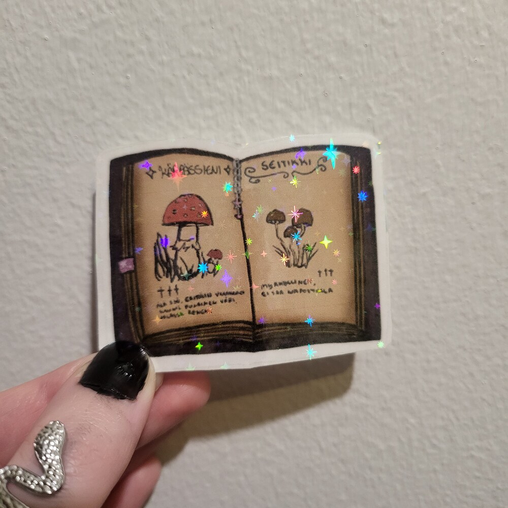 Holographic mushroom vinyl sticker