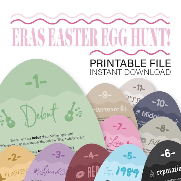 Eras Easter Egg Hunt, Swiftie Egg Hunt, Eras Tour Easter, Printable File