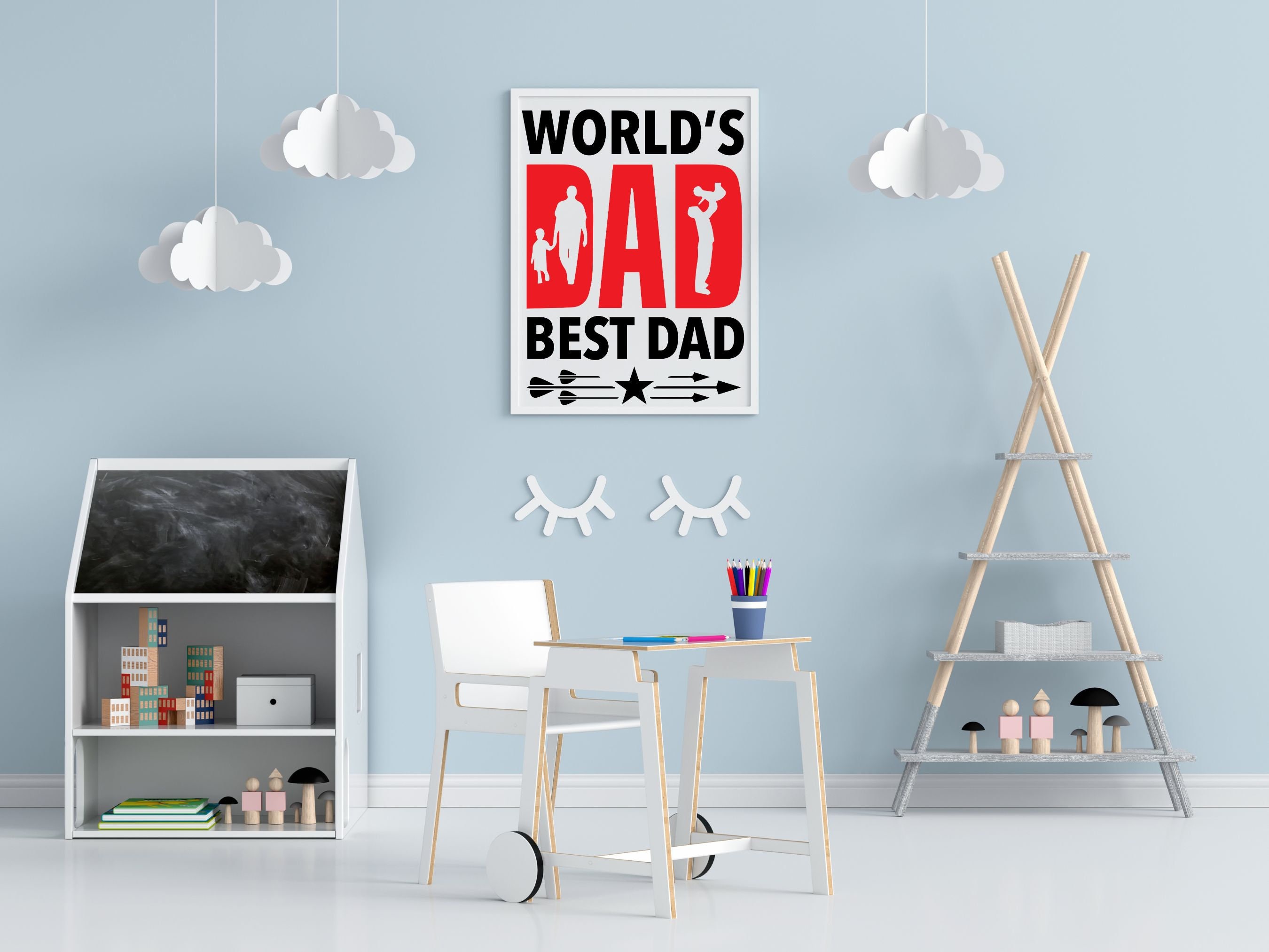 World Best Dad Wall Art, Father's Day Wall Art, Best Dad Ever Design ...