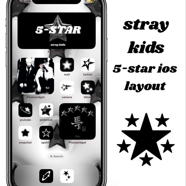 verdwaalde kinderen 5-sterren ios-lay-out - skz 5-sterren aangepaste iphone-lay-out