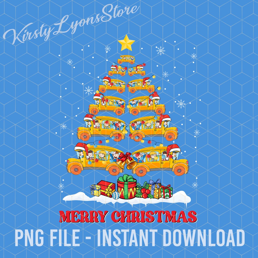 School Bus Christmas Tree Png, Merry Christmas Png, School Bus Driver Png, Christmas Light Png