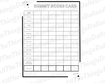 Counting Rummy Scorecards International Rummy Card Game Score Sheet - Etsy