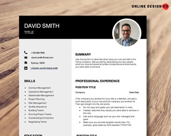 Professional Resume Template for Word and Apple Pages | 3 Page Resume Template with Matching Cover Letter & Reference