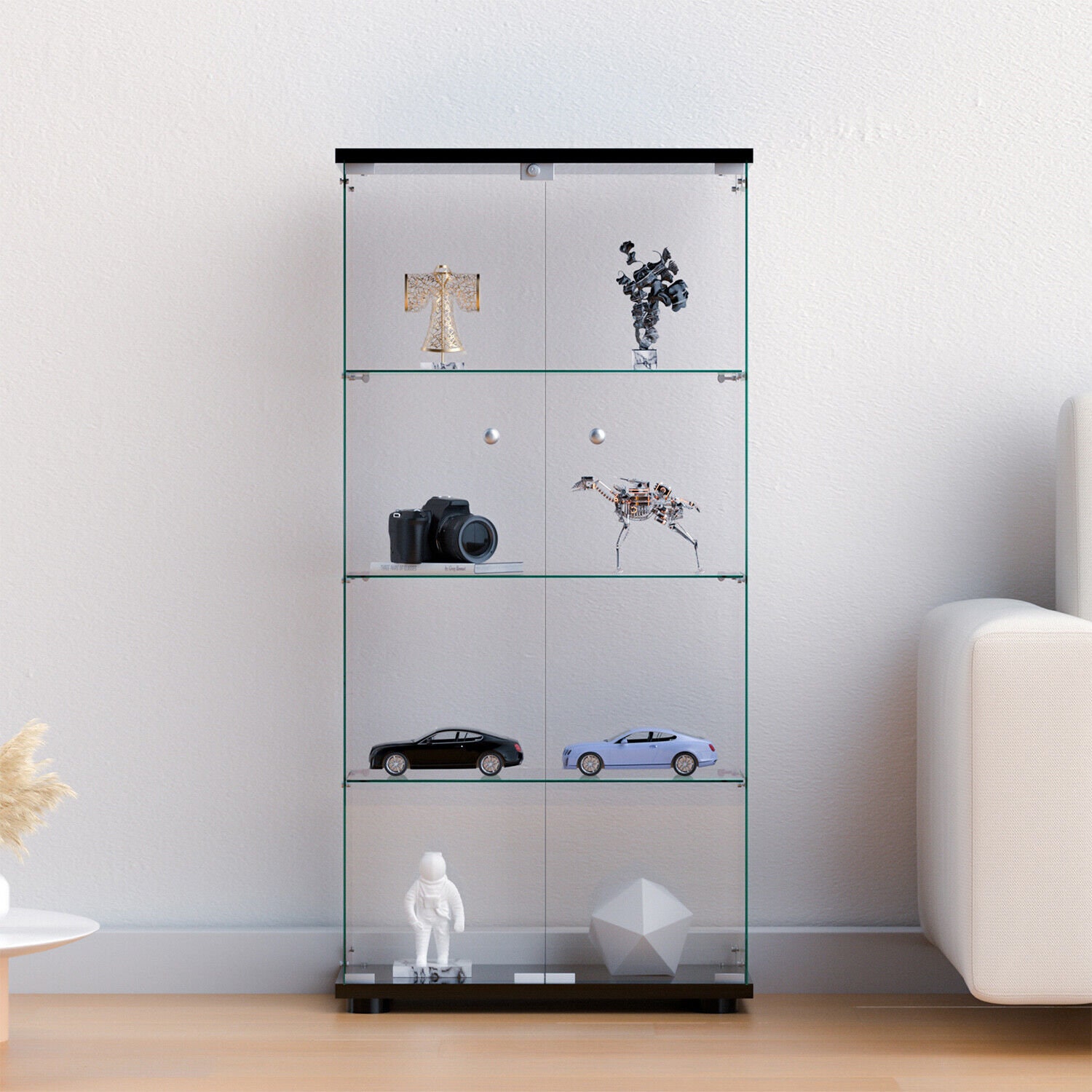 glass shelf display cabinet