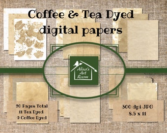 DIGITAL Printable Coffee Tea Dyed Paper Kit 1 - Etsy