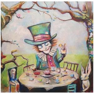 Limited Edition Mad Hatter pastel print | Alice in Wonderland | Colorful art | Whimsical Tea Party