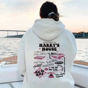 Harry's House Print Hoodie, Y2K Aesthetic Hooded Pullover, Love on Tour Hoodie, Cozy Hoodie for Women, Welcome To Harry House, Gift for Her
