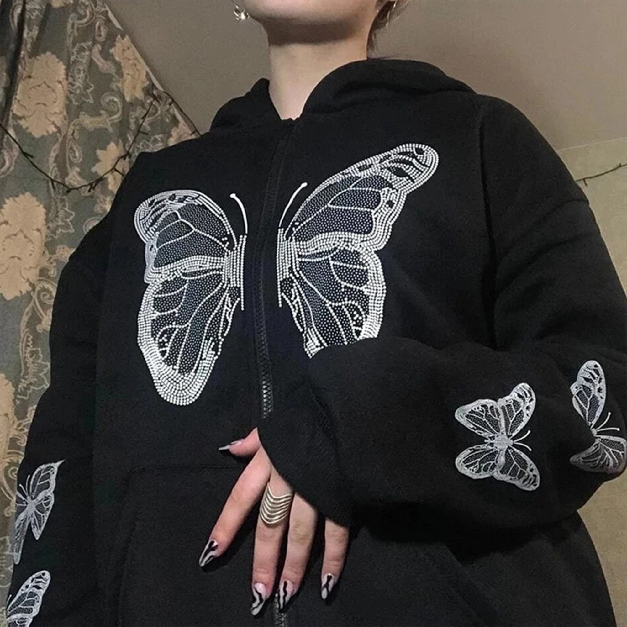 Butterfly Zip up Hoodie - Etsy Denmark