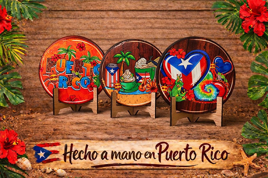Puerto Rico Coasters: Wooden Drink Coasters, Set of 4 - Etsy