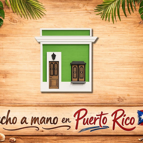 San Juan Puerto Rico Magnet: Hand-Painted Wooden Casitas