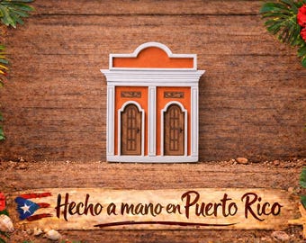 Viejo San Juan Puerto Rico Casitas Magnet: Hand-Painted Wood