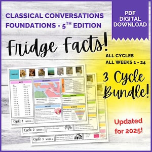 All 3 Cycles Fridge Facts BUNDLE - Classical Conversations Foundations Memory Work - Fan Favorite Homeschool Resource