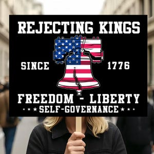 Rejecting Kings Protest Sign PRINTABLE, Anti-Trump Resistance, Political Activist, Rally Sign Png, Resist Fascism Sign, No Kings In America