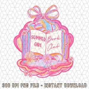 Summer Girl Book Club Png, Cute Bookish Clipart, Designs for Png, Booklover Png, Commercial Use, Trendy Aesthetic for Book Lovers, Digital