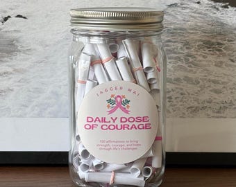 Breast Cancer Affirmations | Daily Dose of Courage | 100 Uplifting Affirmations | Gift for Cancer Patients | Warrior Gift