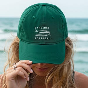Sardines Portugal Hat, Embroidered Dad Hat, Portugal Souvenir Hat, Fish Hat, Cute Travel Hat, Coastal Aesthetic Hat, Lisbon Gift Idea