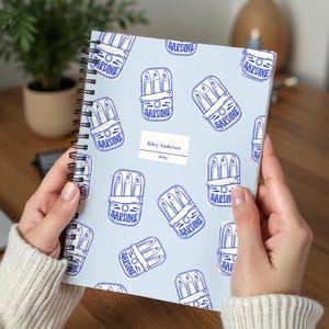 Custom Sardine Notebook, Cute Fish Journal, Personalized Tin Can Stationery, Aesthetic Ocean Notebook, Funny Coastal Gift Idea