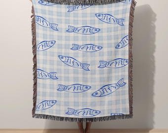 Manta Sardine, Cuadros Costeros, Decoración para Casas de Playa