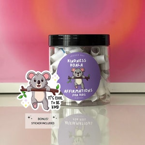 Kindness Koala Affirmations for Kids | 50 Affirmation Cards with Bonus Sticker to Boost Confidence & Positivity in a Fun Way