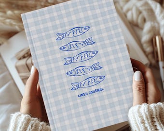 Sardine Lined Notebook – Coastal Blue & White Stationery