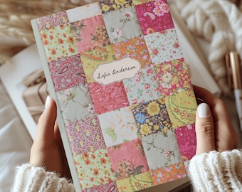 Personalisierte Patchwork Quilt Journal, individuelles Name Hardcover Notizbuch
