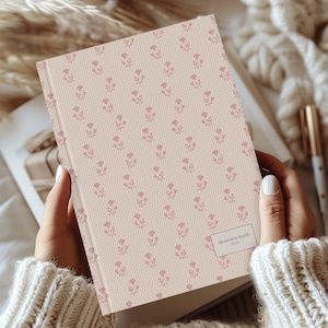 Custom Name Journal - Pink Floral Lace Notebook, Coquette Core Aesthetic, Personalized Diary, Soft Vintage Journal, Gift for Her