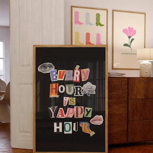 Every Hour Is Yappy Hour Print | Happy Hour Digital Wall Art | Ransom Letter Aesthetic Decor |  Retro Typography Print | Digital Download