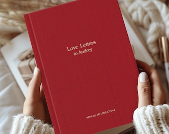 Personalized Love Letters Journal, Red Linen Keepsake, Romantic Wedding Gift