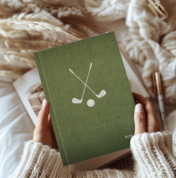Custom Golf Journal with Name, Personalized Golfer Notebook, Golf Gift for Him, Father's Day Golf-Themed Diary, Groomsmen Gift