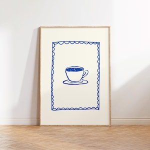 Coffee Cup Sketch Print | Minimalist Kitchen Art | Cute Coffee Wall Decor | Modern Kitchen Decor | Digital Download for Cafe Lovers