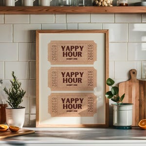Yappy Hour プリント | バーカート ウォール デジタル アート | 印刷可能なアート | レトロなカクテル アート | すぐにダウンロード