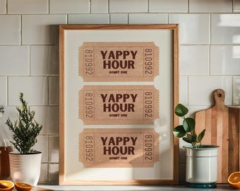 Yappy Hour Print | Bar Cart Wall Digital Art | Printable Art | Retro Cocktail Art | Instant Download