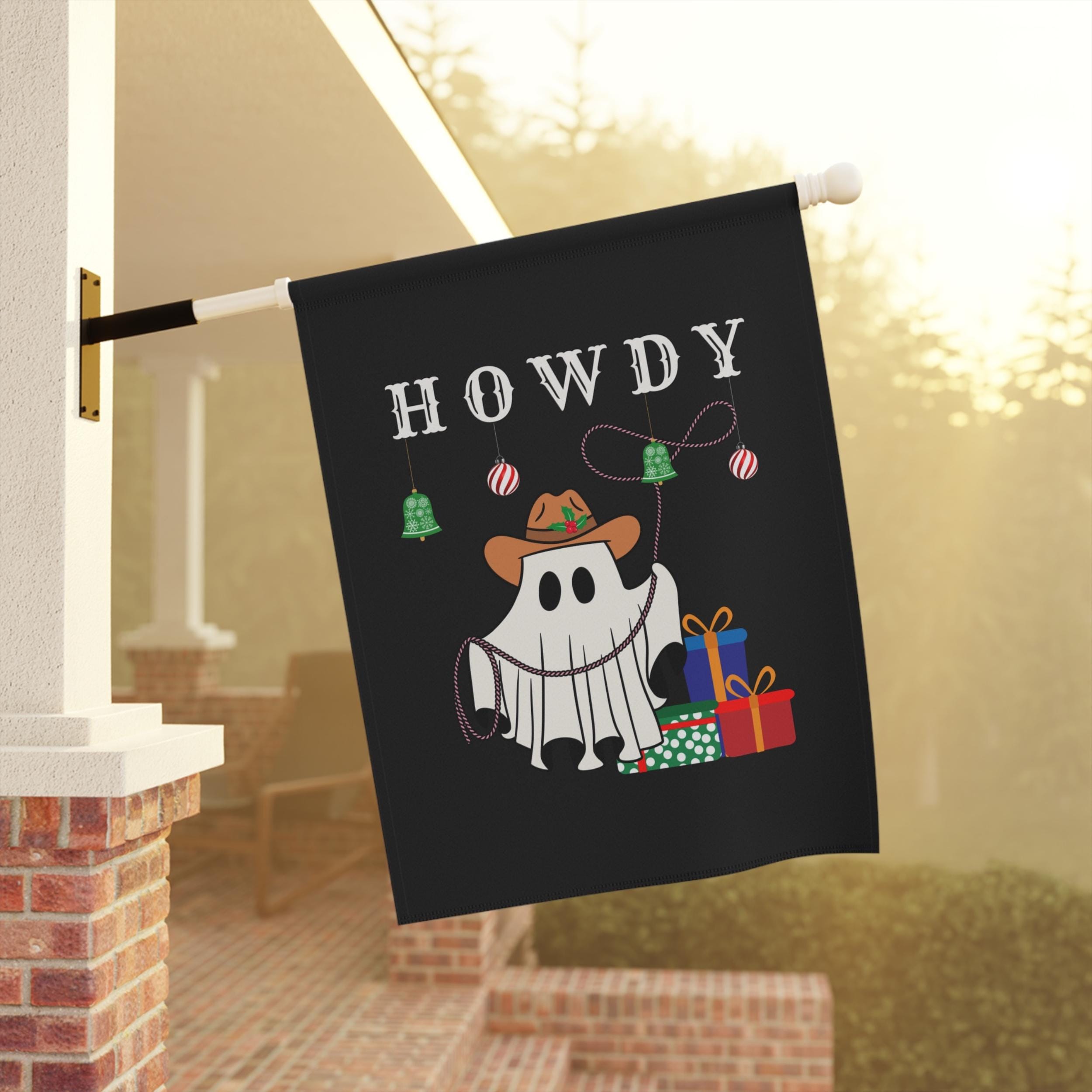 Artofy Weihnachtsflagge Cowboy – Howdy Santa Gartenflagge 30,5x45,7 Cm Aus Wetterfester Jute