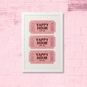 Póster enmarcado Yappy Hour de Jagger Mai / Arte de pared con carrito de bar Happy Hour / Marco listo para colgar / Regalo único para el anfitrión / Letrero con bebida para fiesta