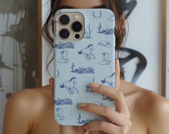 Wild West Phone Case, Horse Cactus Cowboy Design